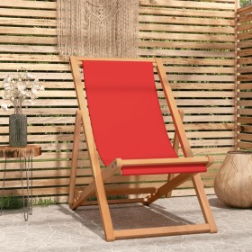 Folding beach chair solid teak wood red by vidaXL, Garden chairs - Ref: Foro24-47417, Price: 53,99 €, Discount: %