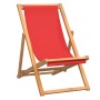 Silla de playa plegable madera maciza de teca rojo de vidaXL, Sillas de jardín - Ref: Foro24-47417, Precio: 53,99 €, Descuent...