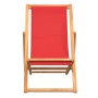 Folding beach chair solid teak wood red by vidaXL, Garden chairs - Ref: Foro24-47417, Price: 59,70 €, Discount: %