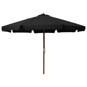 Sombrilla de jardín con palo de madera negro 330 cm de vidaXL, Sombrillas - Ref: Foro24-47218, Precio: 93,99 €, Descuento: %