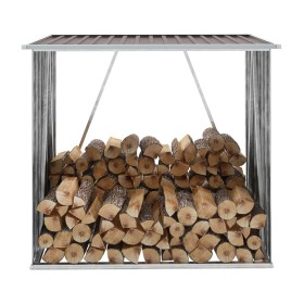 Galvanized steel firewood shed in brown, 163x83x154 cm. by vidaXL, Accessories for bags and firewood holders - Ref: Foro24-47...