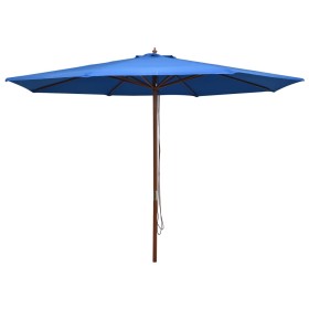 Sombrilla de jardín con palo de madera azul 350 cm de vidaXL, Sombrillas - Ref: Foro24-47139, Precio: 103,50 €, Descuento: %