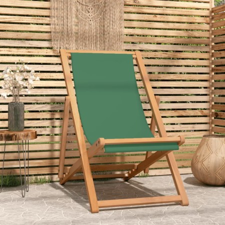 Silla de playa plegable madera maciza de teca verde de vidaXL, Sillas de jardín - Ref: Foro24-47416, Precio: 51,01 €, Descuen...