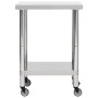 Stainless steel kitchen work table with wheels 60x45x85 cm by vidaXL, Restoration - Ref: Foro24-51632, Price: 156,40 €, Disco...