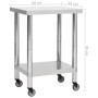 Stainless steel kitchen work table with wheels 60x45x85 cm by vidaXL, Restoration - Ref: Foro24-51632, Price: 156,40 €, Disco...