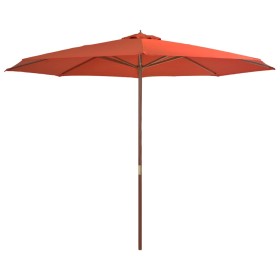 Garden umbrella with wooden pole 350 cm terracotta by vidaXL, Umbrellas - Ref: Foro24-44532, Price: 124,62 €, Discount: %