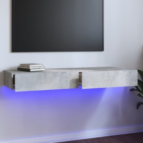 Mueble para TV con luces LED gris hormigón 120x35x15,5 cm de vidaXL, Muebles TV - Ref: Foro24-832867, Precio: 61,99 €, Descue...