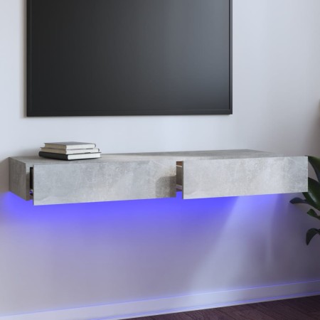 Mueble para TV con luces LED gris hormigón 120x35x15,5 cm de vidaXL, Muebles TV - Ref: Foro24-832867, Precio: 75,60 €, Descue...