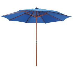 Sombrilla de jardín con palo de madera azul 300x258 cm de vidaXL, Sombrillas - Ref: Foro24-47125, Precio: 102,52 €, Descuento: %