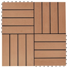 WPC porch tiles 30x30 cm 1 m² teak color 11 units by vidaXL, Floors and carpets - Ref: Foro24-45024, Price: 90,93 €, Discount: %