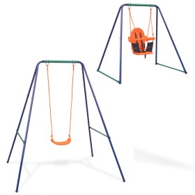 Single swing and children's swing 2 in 1 orange by vidaXL, Swings and seesaws - Ref: Foro24-91362, Price: 112,47 €, Discount: %