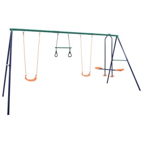 Swing set with gymnastics rings and 4 steel seats by vidaXL, Swings and play structures - Ref: Foro24-92315, Price: 218,99 €,...