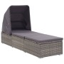 Sun lounger with canopy and gray synthetic rattan cushion by vidaXL, Loungers - Ref: Foro24-46248, Price: 225,68 €, Discount: %