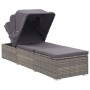 Sun lounger with canopy and gray synthetic rattan cushion by vidaXL, Loungers - Ref: Foro24-46248, Price: 225,68 €, Discount: %