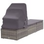 Sun lounger with canopy and gray synthetic rattan cushion by vidaXL, Loungers - Ref: Foro24-46248, Price: 225,68 €, Discount: %