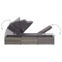 Sun lounger with canopy and gray synthetic rattan cushion by vidaXL, Loungers - Ref: Foro24-46248, Price: 225,68 €, Discount: %