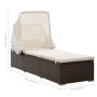 Sun lounger with canopy and brown synthetic rattan cushion by vidaXL, Loungers - Ref: Foro24-46247, Price: 246,30 €, Discount: %