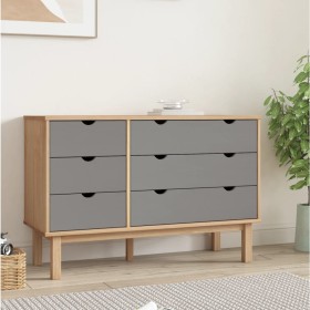 OTTA Kommode aus massivem Kiefernholz braun und grau 111x43x73,5 cm von vidaXL, Schubladen - Ref: Foro24-348586, Preis: 156,6...