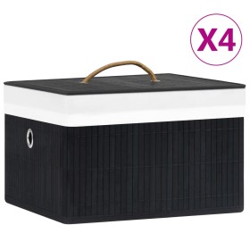 Cajas de almacenamiento de bambú 4 unidades negro de vidaXL, Cestas para almacenaje - Ref: Foro24-320769, Precio: 52,99 €, De...