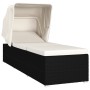 Sun lounger with hood and cream synthetic rattan cushion by vidaXL, Loungers - Ref: Foro24-46246, Price: 236,72 €, Discount: %