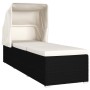 Sun lounger with hood and cream synthetic rattan cushion by vidaXL, Loungers - Ref: Foro24-46246, Price: 236,72 €, Discount: %