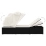 Sun lounger with hood and cream synthetic rattan cushion by vidaXL, Loungers - Ref: Foro24-46246, Price: 236,72 €, Discount: %