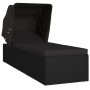 Sun lounger with black synthetic rattan canopy and cushion by vidaXL, Loungers - Ref: Foro24-46249, Price: 192,99 €, Discount: %