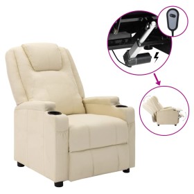 Sillón reclinable eléctrico de cuero sintético blanco crema de vidaXL, Sillones - Ref: Foro24-3073789, Precio: 258,99 €, Desc...