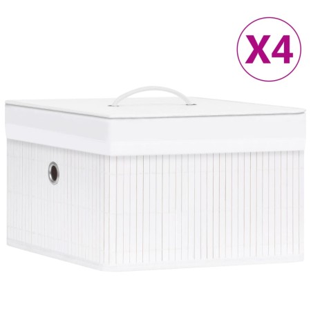 Cajas de almacenamiento de bambú 4 unidades blanco de vidaXL, Cestas para almacenaje - Ref: Foro24-320766, Precio: 58,14 €, D...