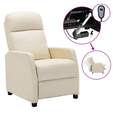 Sillón reclinable eléctrico de cuero sintético blanco crema de vidaXL, Sillones - Ref: Foro24-3073735, Precio: 248,74 €, Desc...