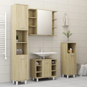 Juego muebles de baño 4 pzas madera de ingeniería roble Sonoma de vidaXL, Muebles de baño - Ref: Foro24-3056901, Precio: 243,...