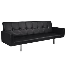 Sofá cama con reposabrazos de cuero artificial negro de vidaXL, Sofás - Ref: Foro24-242214, Precio: 288,99 €, Descuento: %