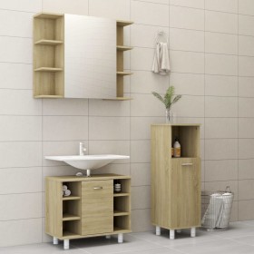 Juego muebles de baño 3 pzas madera de ingeniería roble Sonoma de vidaXL, Muebles de baño - Ref: Foro24-3056946, Precio: 155,...