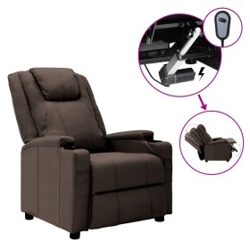 Sillón reclinable eléctrico de cuero sintético marrón de vidaXL, Sillones - Ref: Foro24-3073790, Precio: 270,99 €, Descuento: %