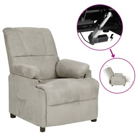 Sillón reclinable eléctrico piel de ante sintética gris claro de vidaXL, Sillones - Ref: Foro24-3073832, Precio: 244,99 €, De...