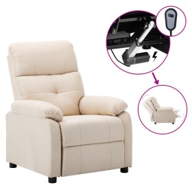 Sillón reclinable eléctrico de tela crema de vidaXL, Sillones - Ref: Foro24-3073811, Precio: 305,99 €, Descuento: %