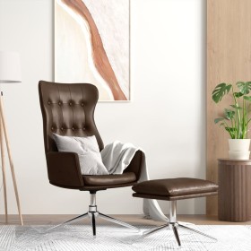 Sillón de relax con reposapiés cuero artificial marrón brillo de vidaXL, Sillones - Ref: Foro24-3097720, Precio: 140,99 €, De...