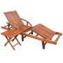 Tumbona ajustable con mesita madera maciza de acacia de vidaXL, Tumbonas - Ref: Foro24-42594, Precio: 205,12 €, Descuento: %