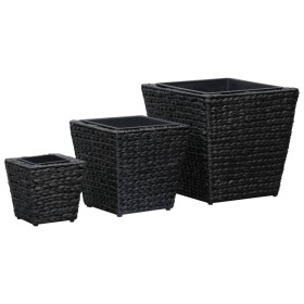 Conjunto de arriates 3 piezas jacinto de agua negro de vidaXL, Maceteros y jardineras - Ref: Foro24-45573, Precio: 53,99 €, D...