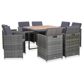 9-piece garden dining set and gray synthetic rattan cushions by vidaXL, Garden sets - Ref: Foro24-46377, Price: 618,99 €, Dis...