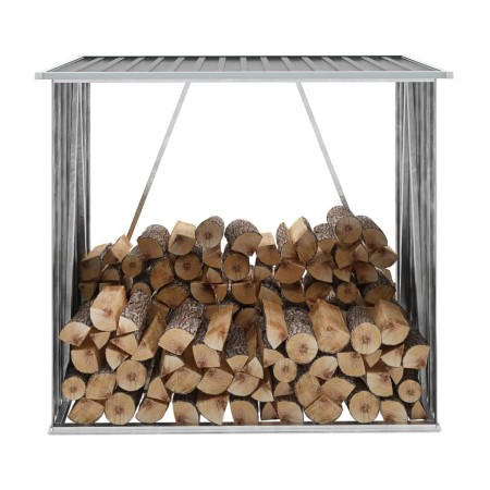 Gray galvanized steel firewood box 163x83x154 cm by vidaXL, Accessories for bags and firewood holders - Ref: Foro24-44959, Pr...