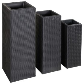 Black Synthetic Rattan Flowerbed Set 3 Pieces by vidaXL, Pots and planters - Ref: Foro24-46924, Price: 209,99 €, Discount: %