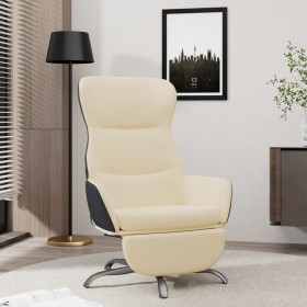 Sillón de relax con reposapiés de tela color crema de vidaXL, Sillones - Ref: Foro24-3097467, Precio: 106,99 €, Descuento: %