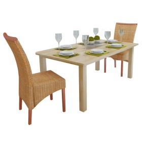 Dining chairs 2 units natural brown rattan by vidaXL, dining chairs - Ref: Foro24-243235, Price: 247,59 €, Discount: %