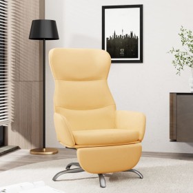 Sillón de relax con reposapiés tela de microfibra crema de vidaXL, Sillones - Ref: Foro24-3097483, Precio: 99,85 €, Descuento: %