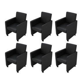 Dining chairs 6 units black synthetic leather by vidaXL, dining chairs - Ref: Foro24-160184, Price: 932,58 €, Discount: %