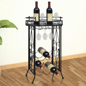 Botellero de metal con soportes para copas para 9 botellas de vidaXL, Botelleros - Ref: Foro24-240940, Precio: 62,99 €, Descu...