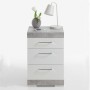 FMD Bedside table with 3 drawers in concrete grey and high gloss white by FMD, Nightstands - Ref: Foro24-428707, Price: 147,8...