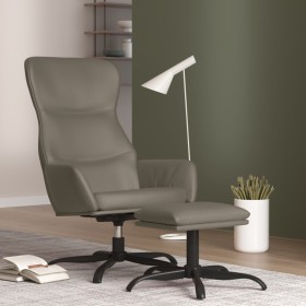 Sillón de relax con reposapiés de cuero sintético gris de vidaXL, Sillones - Ref: Foro24-3097447, Precio: 126,99 €, Descuento: %