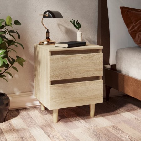 Bedside table solid Sonoma oak wood legs 40x35x50 cm by vidaXL, Nightstands - Ref: Foro24-805857, Price: 57,33 €, Discount: %